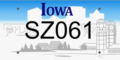 SZ061 Iowa License Plate
