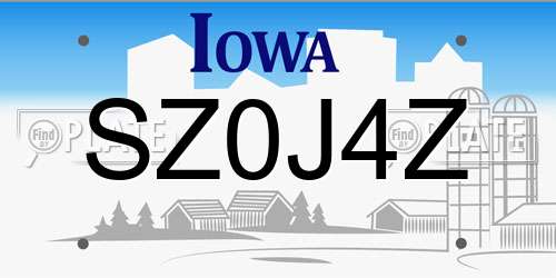 SZ0J4Z Iowa License Plate