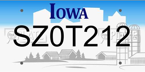 SZ0T212 Iowa License Plate