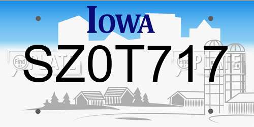 SZ0T717 Iowa License Plate