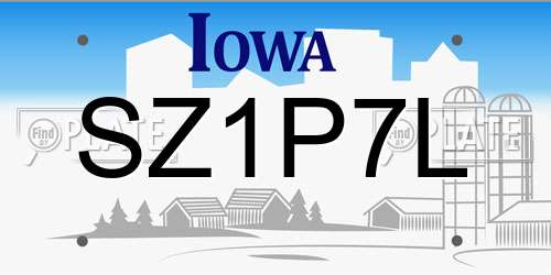 SZ1P7L Iowa License Plate