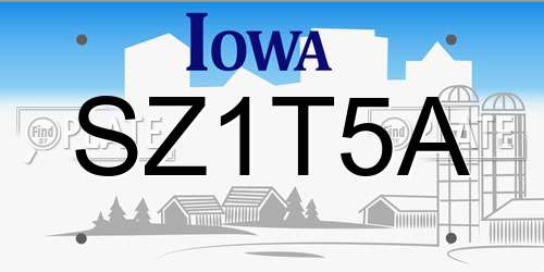 SZ1T5A Iowa License Plate