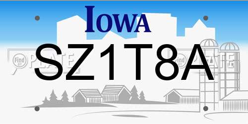 SZ1T8A Iowa License Plate