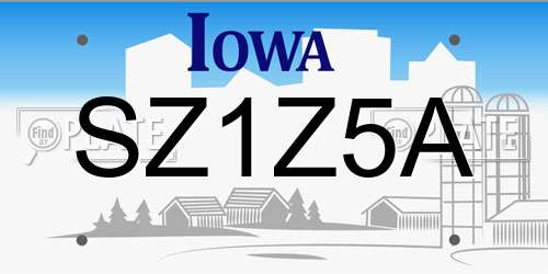 SZ1Z5A Iowa License Plate