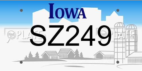 SZ249 Iowa License Plate