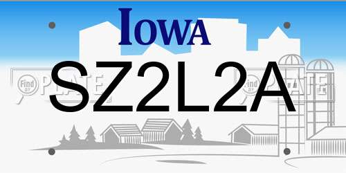 SZ2L2A Iowa License Plate