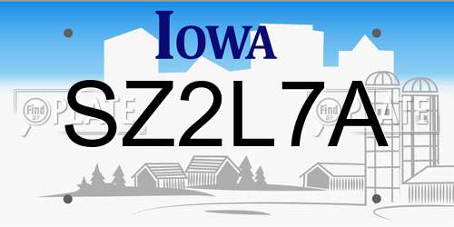 SZ2L7A Iowa License Plate