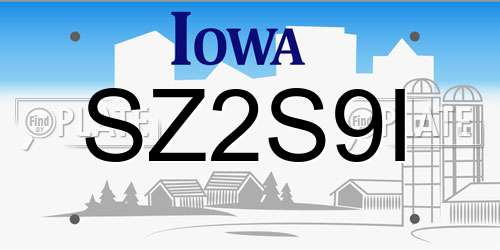 SZ2S9I Iowa License Plate