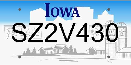 SZ2V430 Iowa License Plate