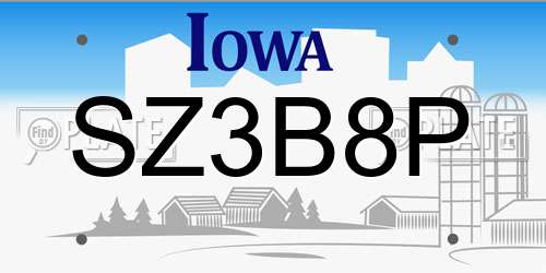 SZ3B8P Iowa License Plate