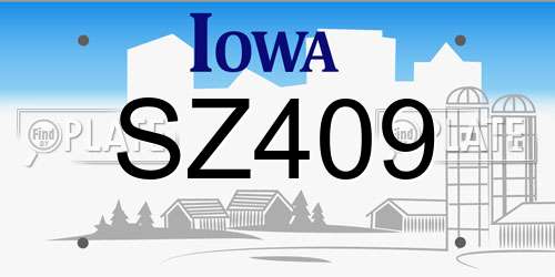 SZ409 Iowa License Plate