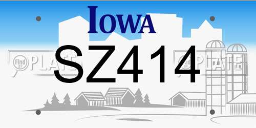 SZ414 Iowa License Plate