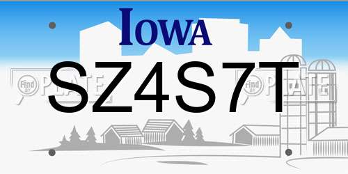 SZ4S7T Iowa License Plate