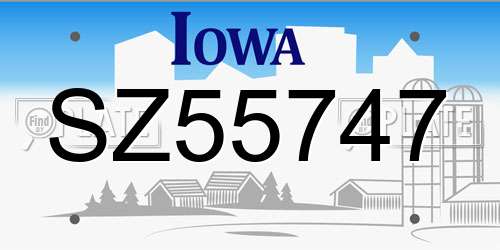 SZ55747 Iowa License Plate