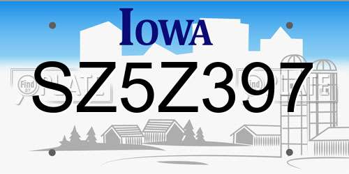 SZ5Z397 Iowa License Plate