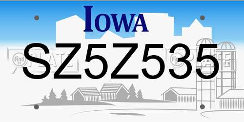 SZ5Z535 Iowa License Plate