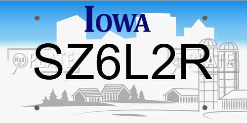 SZ6L2R Iowa License Plate