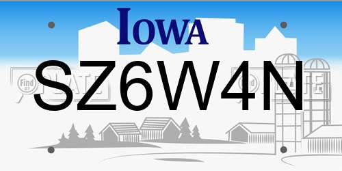 SZ6W4N Iowa License Plate