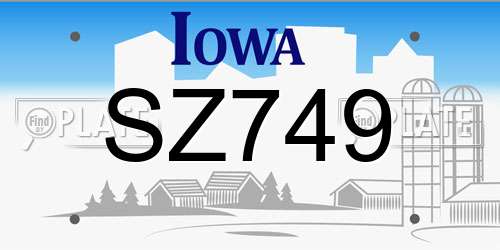 SZ749 Iowa License Plate