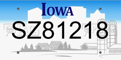 SZ81218 Iowa License Plate