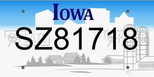SZ81718 Iowa License Plate