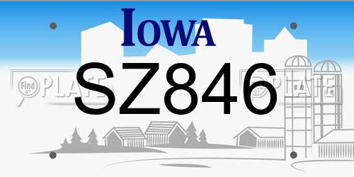 SZ846 Iowa License Plate