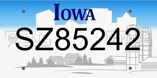 SZ85242 Iowa License Plate