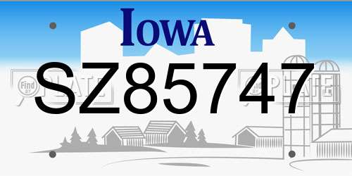SZ85747 Iowa License Plate