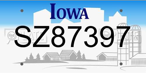 SZ87397 Iowa License Plate