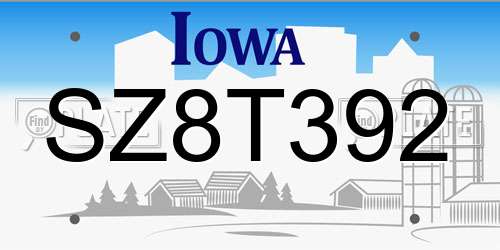 SZ8T392 Iowa License Plate