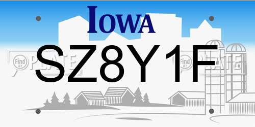 SZ8Y1F Iowa License Plate