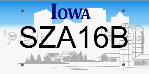 SZA16B Iowa License Plate