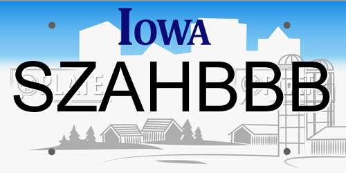 SZAHBBB Iowa License Plate