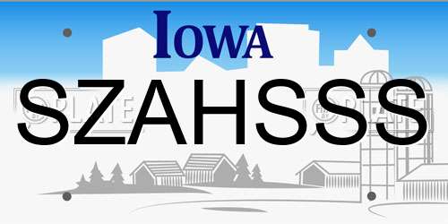SZAHSSS Iowa License Plate