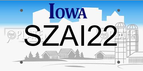 SZAI22 Iowa License Plate