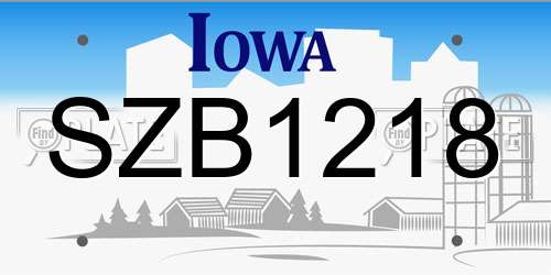SZB1218 Iowa License Plate
