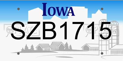 SZB1715 Iowa License Plate