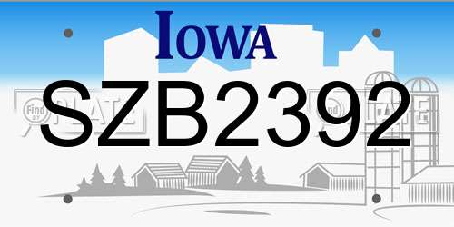 SZB2392 Iowa License Plate