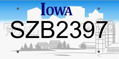 SZB2397 Iowa License Plate