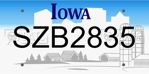 SZB2835 Iowa License Plate