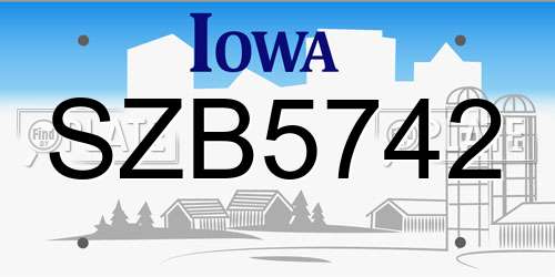 SZB5742 Iowa License Plate