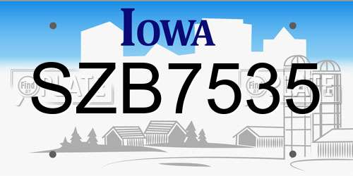 SZB7535 Iowa License Plate