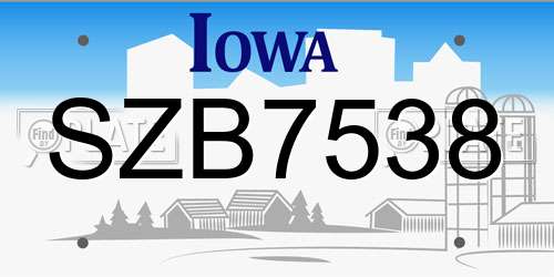 SZB7538 Iowa License Plate