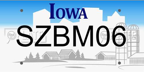 SZBM06 Iowa License Plate
