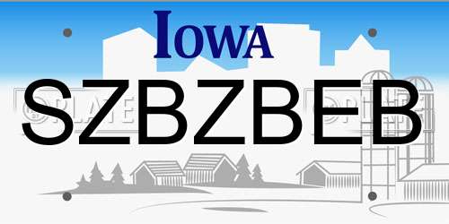 SZBZBEB Iowa License Plate