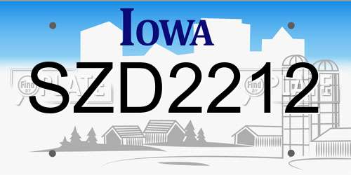 SZD2212 Iowa License Plate