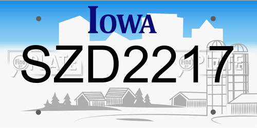 SZD2217 Iowa License Plate