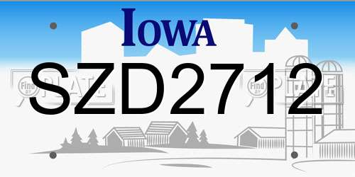 SZD2712 Iowa License Plate