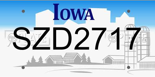 SZD2717 Iowa License Plate