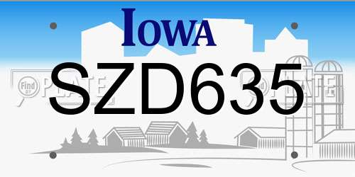 SZD635 Iowa License Plate